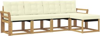 vidaXL Conjunto De Sof&aacute;s De Exterior 5 Uds. Blanco Y Crema Vidaxl