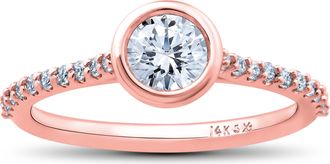 Pompeii3 1ct Charlotte Diamond Engagement Ring 14k Rose Gold Lab Grown Bezel Round