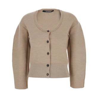 Jacquemus Truien & Vesten, Dames, Beige, S, Wol, Doppio Cardigan