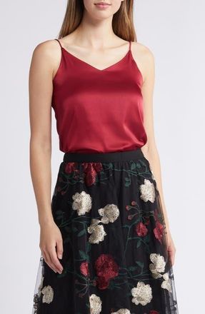 Nikki Lund Bijou Satin Camisole in Red at Nordstrom, Size X-Small