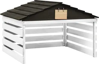 vidaXL Caseta De Cortac&eacute;sped Rob&oacute;tico Blanco Y Negro 78x74x54 Cm Abeto Vidaxl