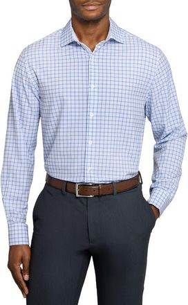 W.R.K Regular Fit Blue Check Performance Dress Shirt in White/Blue at Nordstrom, Size 16.5 - R