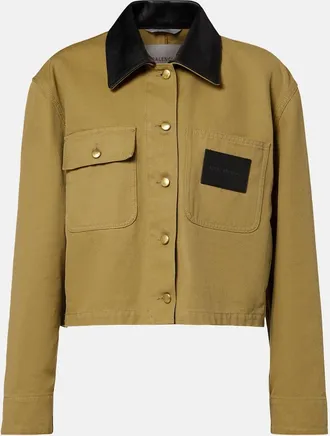Balenciaga Cropped leather-trimmed cotton jacket