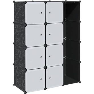 vidaXL Armadio Modulare con 9 Scomparti 109x36,5x143 cm Nero e Bianco - Vidaxl