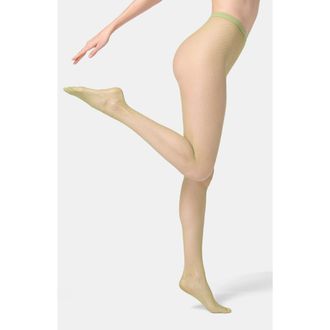 Orobl&ugrave; Collant Tricot Fishnet Tights in Pistachio at Nordstrom, Size Small