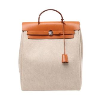 Herm&egrave;s Pre-owned Herbag Ado PM Rugzak - Dames - Pre-owned - Beige - Maat: ONE Size Leer