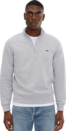 Lacoste High Neck Zipped Fleece Sweatshirt Mens Sweatshirt Grey : 7 (2XL), Cotton/Elastane