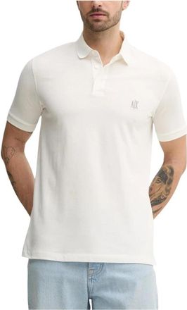 A|X Armani Exchange Polo shirt met korte mouwen en ronde hals - Heren - Polos - Wit - XS - Katoen - Tops