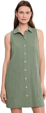 Lilla P Sleeveless Pleat Pocket Dress Womens Dress Sage : LG, Cotton