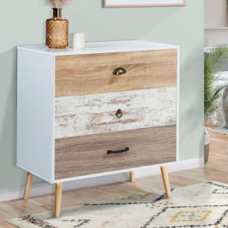 IDMarket Bahia Arc&oacute;n De 3 Cajones 75 Cm Escandinavo