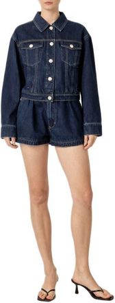 English Factory High Waist Denim Shorts in Navy at Nordstrom, Size X-Small