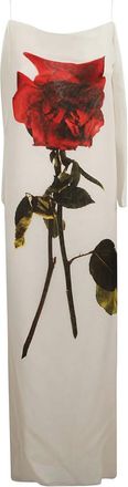 Alexander McQueen Abito lungo con stampa - Bianco