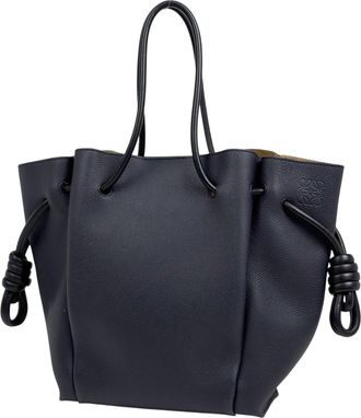 Loewe Flamenco Navy Leather Handbag Tote Bag (Pre-Owned)