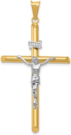 Diamond2Deal 14k Two-tone Gold Polished Jesus Crucifix Pendant