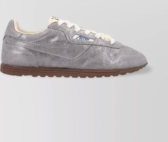 Autry suede sneakers with metallic finish and flat sole