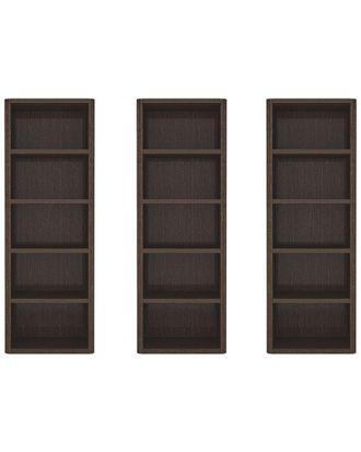 Manhattan Comfort Set Of 3 Rivington Modern Open Bookcases (5-Shelf)
