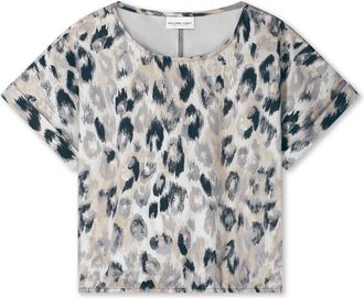 Hart by Helena Hart Elegante Rose Print Top - Dames - Blouses - Blauw - M - Polyester - Overhemden