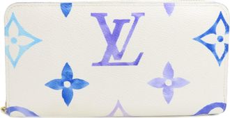 Louis Vuitton Blue White Monogram Long Wallet (Bi-Fold) (Pre-Owned)