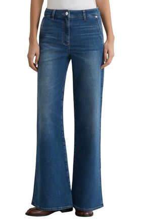 Reiss Addie Wide Leg Jeans in Mid Blue at Nordstrom, Size 26