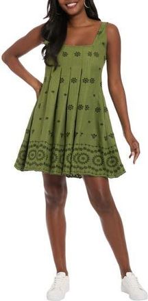 London Times Inverted Release Pleat Trapeze Dress in Pesto at Nordstrom Rack, Size X-Small P