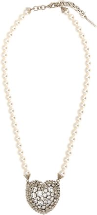 Alessandra Rich Pearl Heart Necklace