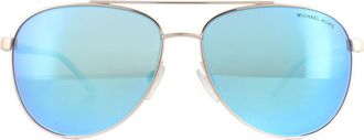 Michael Kors Aviator Rose Gold White Blue Mirror Sunglasses