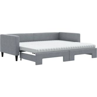 vidaXL Sof&aacute; Cama Nido Con Colch&oacute;n Tela Gris Claro 90x190 Cm Vidaxl