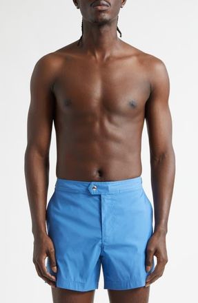 Tom Ford Microcompact Poplin Swim Trunks in Azure Blue at Nordstrom, Size 40 Us