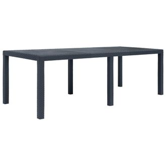 Berkfield Home Garden Table Anthracite 220x90x72 cm Plastic Rattan Look in Black | Size: 220 x 90 x 72 cm