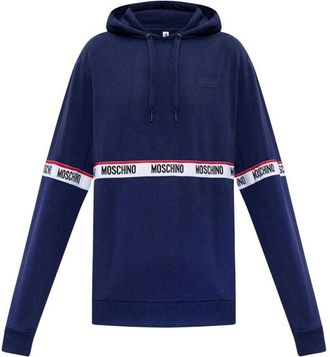 Moschino Heren Tape Branded Hoodie (Marineblauw)
