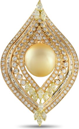 Luxury Bazaar 18K Yellow Gold 6.96ct Diamond and Gold Pearl Pendant MF01-061325