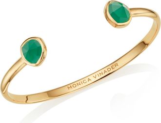 Monica Vinader Gold Siren Thin Cuff Green Onyx
