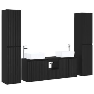 vidaXL Juego De Muebles De Ba&ntilde;o 5 Uds. Negro 33 X 34,5 X 160 Cm Vidaxl
