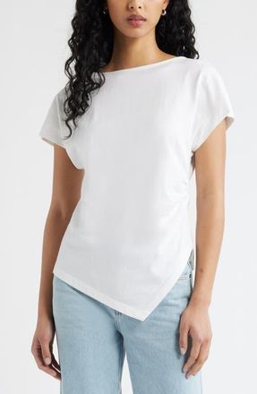 Open Edit Asymmetric Cotton T-Shirt in White at Nordstrom, Size Xx-Small