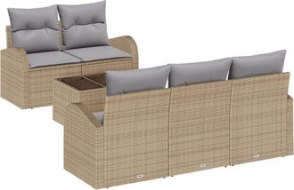 vidaXL Garden Sofa Set 6 pcs Beige 55 x 55 x 37 cm Poly rattan Vidaxl