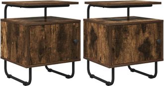 vidaXL Mesa De Noche 2 Uds. Roble Ahumado Madera De Ingenier&iacute;a Vidaxl