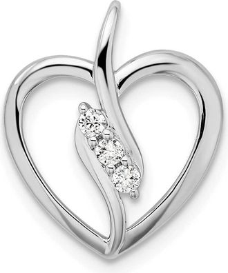 Diamond2Deal 14K White Gold Lab Grown Diamond Open Heart Pendant (0.09ct, VS, G-H)