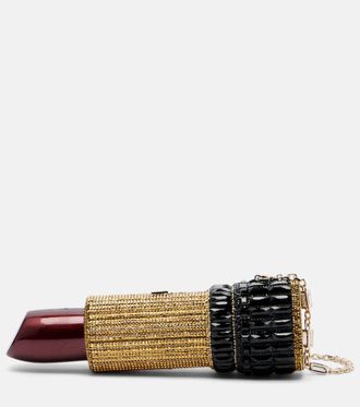 Judith Leiber Clutch Lipstick Bordeaux Glitter