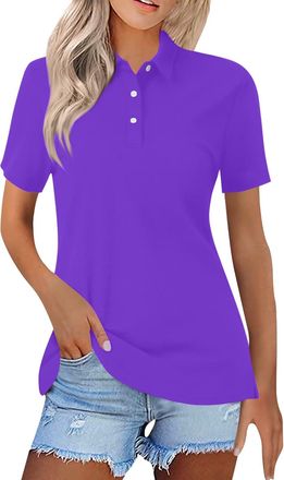 Generic Womens Premium Short-Sleeve Polo Shirt with Collar (Available in Plus Size) Ladies Regular Fit Button Down Quick Dry Sports Golf Tennis T Shirts 2025 