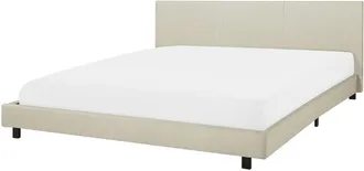 Beliani Cama matrimonial de tejido beige 180x200