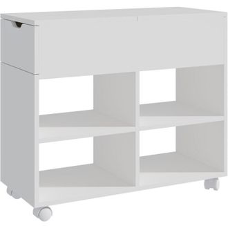 Relaxdays Contenitore su ruote Relaxdays, 5 scomparti, cassetto, HxLxP: 61 x 70 x 30 cm, aperto, armadietto mobile, bianco