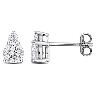 Mimi & Max Created Forever 1ct TW Lab-Grown Diamond Two-Stone Stud Earrings Sterling Silver
