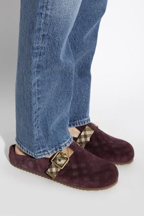 Burberry Urchin Slides, Womens, Burgundy