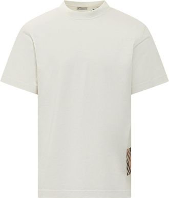 Burberry White Solid Crew Neck T-Shirt