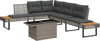 vidaXL Vidaxl - Set Divani Da Giardino 2 Pz Con Cuscini Grigio Polyrattan Vetro