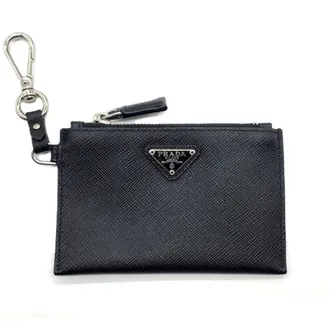 Prada Black Saffiano Triangle Coin Purse/Coin Case (Pre-Owned)
