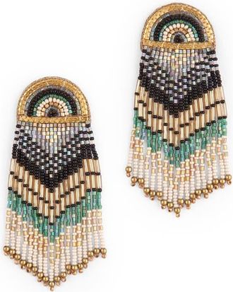 Deepa Gurnani Lisander Beaded Fringe Drop Earrings in Teal at Nordstrom