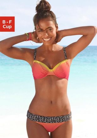 Kangaroos B&uuml;gel-Bikini KANGAROOS, Damen, Gr. 36, Cup D, orange (orange, gelb), Polyamid, Animalprint, Bikini-Sets B&uuml;gel-Bikini, mit trendigen Details im Leoprin