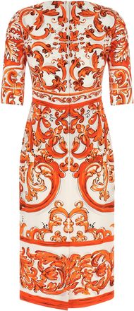 Dolce & Gabbana Womens Orange Silk Midi Dress