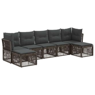 vidaXL Conjunto De Sof&aacute;s De Jard&iacute;n 7 Pcs Gris Rat&aacute;n Sint&eacute;tico Vidaxl